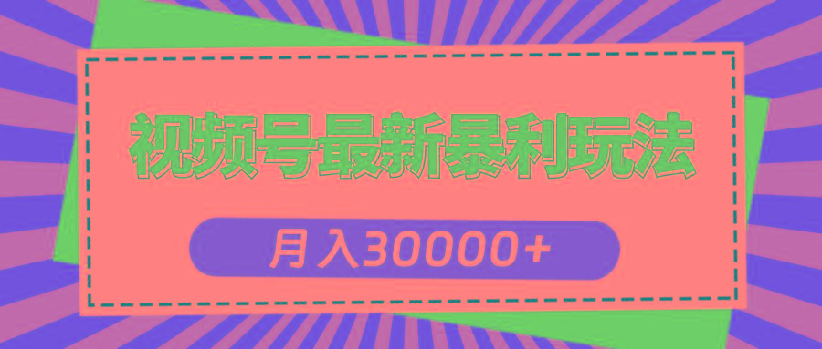 视频号最新暴利玩法，轻松月入30000+-179创客网