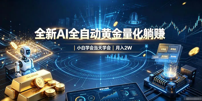 全新AI全自动黄金量化躺賺：小白学会当天学会，月入2W！【揭秘】-179创客网