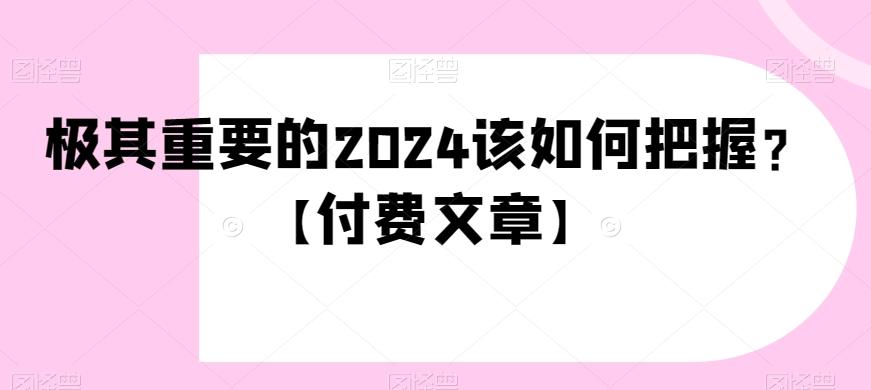 极其重要的2024该如何把握？【付费文章】-179创客网