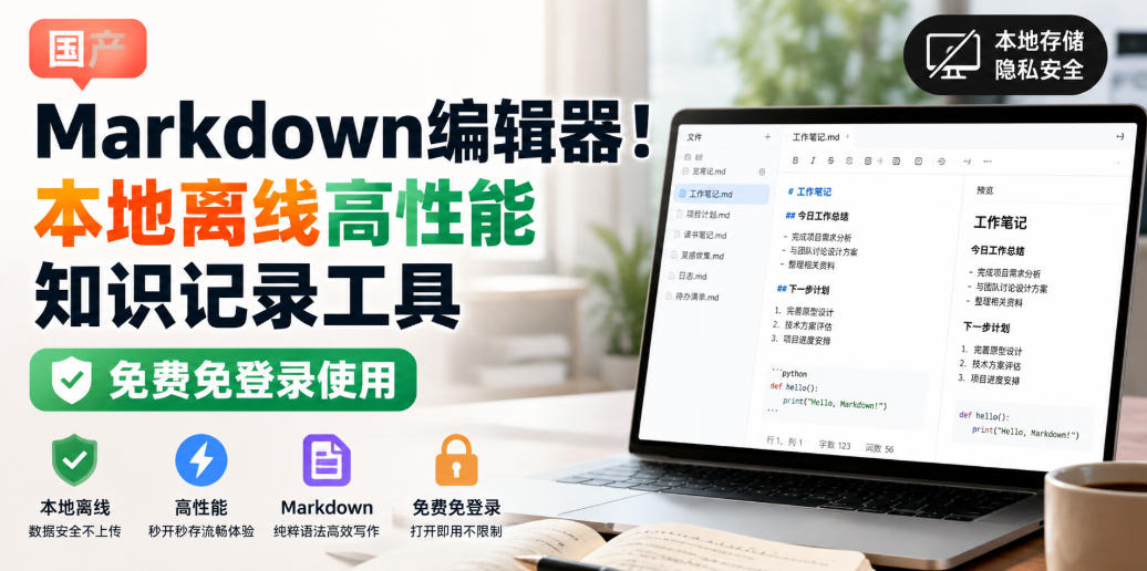 国产Markdown编辑器！本地离线高性能知识记录工具，免费免登录使用-179创客网