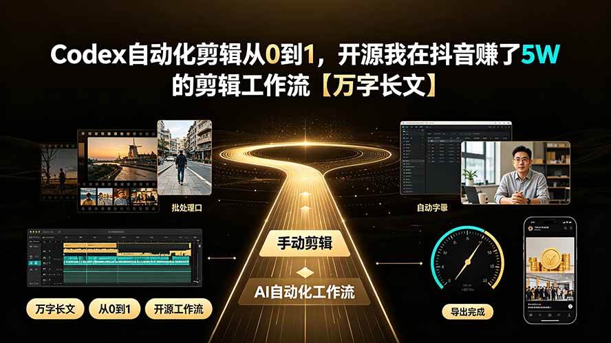 （19504期）Codex自动化剪辑从0到1，开源我在抖音赚了5W 的剪辑工作流【万字长文】-179创客网