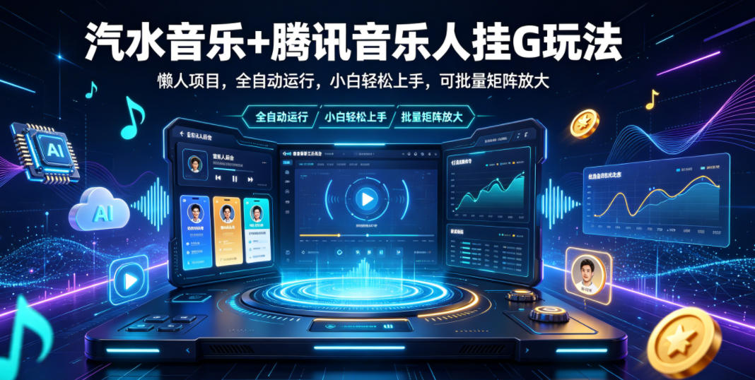 汽水音乐+腾讯音乐人挂G玩法，懒人项目，全自动运行，小白轻松上手，可批量矩阵放大【揭秘】-179创客网