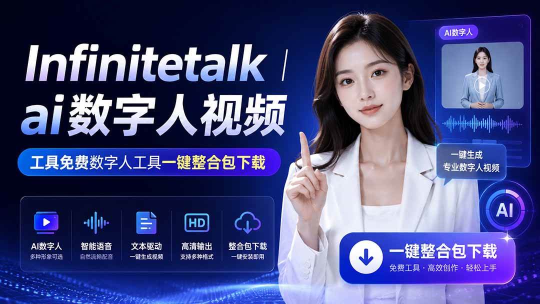（20008期）Infinitetalk丨ai数字人视频-工具免费数字人工具一键整合包下载-179创客网
