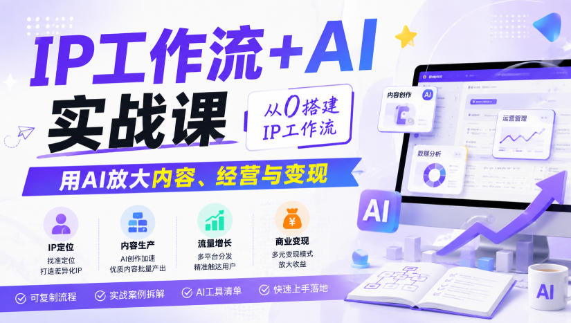 IP工作流+AI实战课，从0搭建IP工作流，用AI放大内容、经营与变现-179创客网