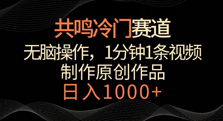 共鸣冷门赛道，无脑操作，一分钟一条视频，日入1000+【揭秘】-179创客网