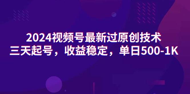 (9505期)2024视频号最新过原创技术，三天起号，收益稳定，单日500-1K-179创客网