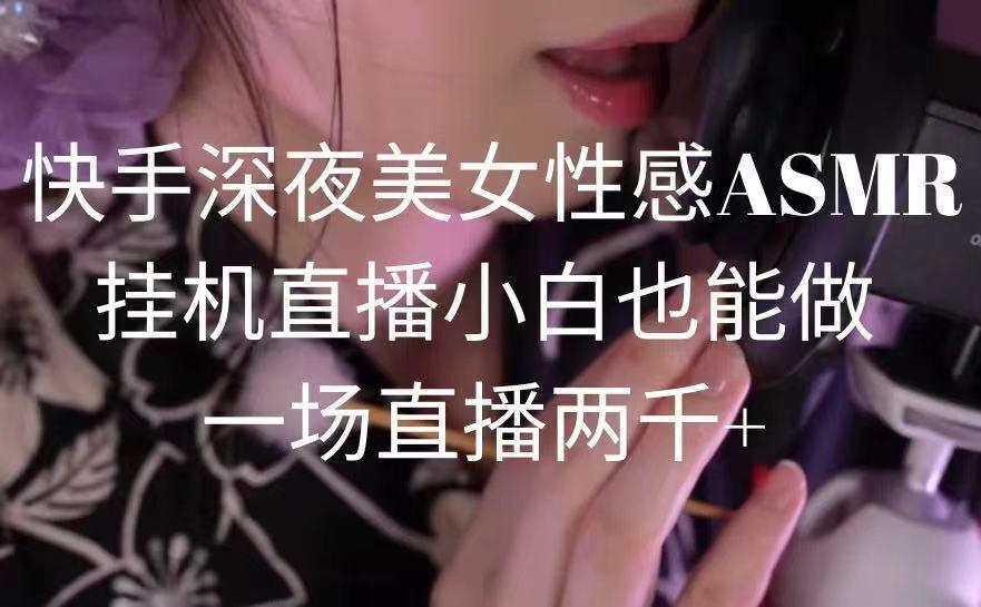 快手深夜美女性感ASMR挂机直播，小白也能做，一场直播两千+-179创客网