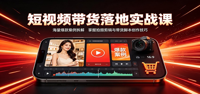 短视频带货落地实战课：海量爆款案例拆解，掌握拍摄剪辑与带货脚本创作技巧-179创客网