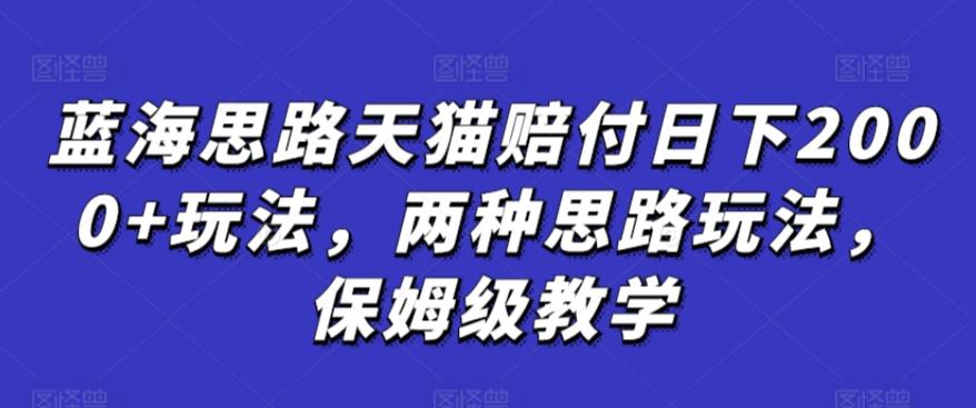 蓝海思路天猫赔付日下2000+玩法，两种思路玩法，保姆级教学【仅揭秘】-179创客网