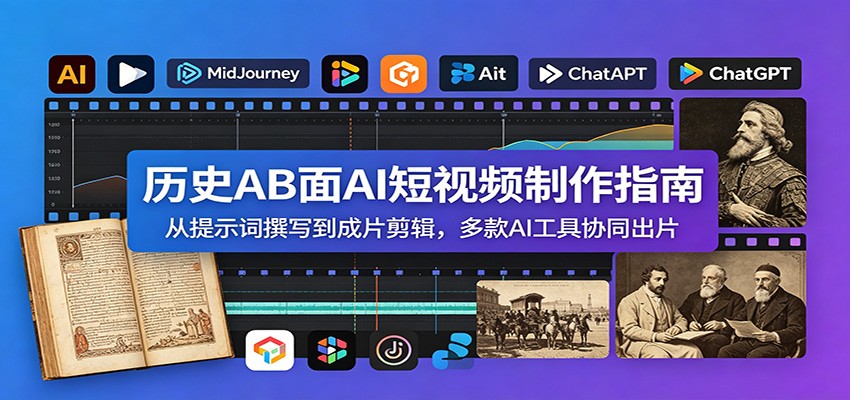 历史AB面AI短视频制作指南：从提示词撰写到成片剪辑，多款AI工具协同出片-179创客网