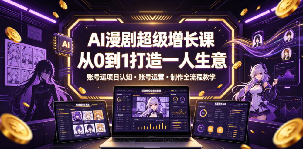 AI漫剧超级增长课，从0到1打造一人生意，项目认知・账号运营・制作全流程教学-179创客网