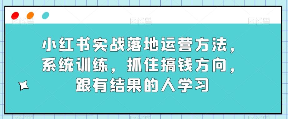 小红书实战落地运营方法，系统训练，抓住搞钱方向，跟有结果的人学习-179创客网