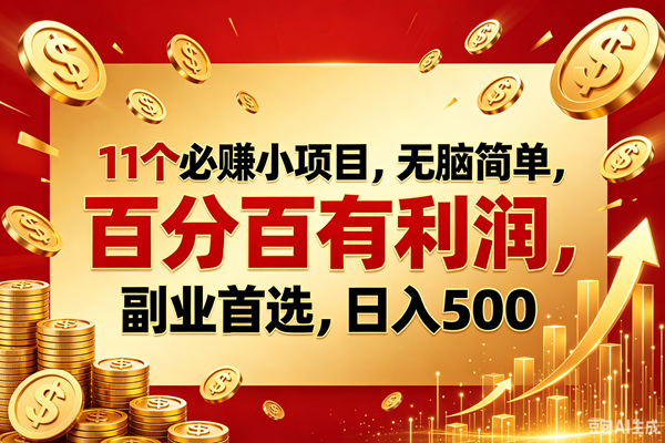 （18851期）11个必赚的小项目，百分百赚元子，无脑简单，副业首选，日入500+-179创客网