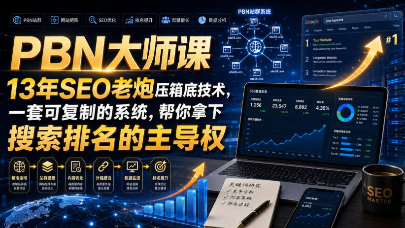 PBN大师课13年SEO老炮压箱底技术，一套可复制的系统，帮你拿下搜索排名的主导权【原创双语字幕】-179创客网