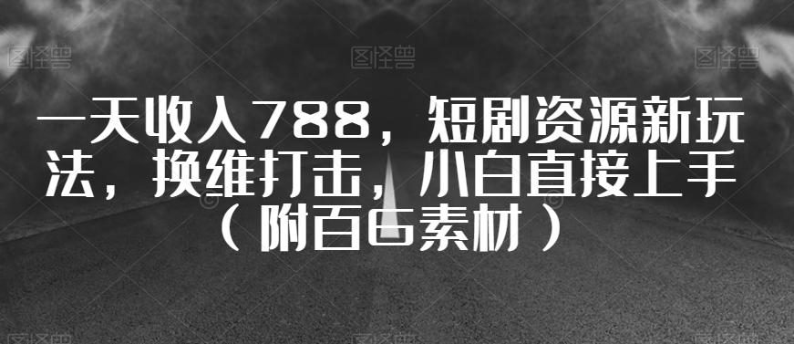 一天收入788，短剧资源新玩法，换维打击，小白直接上手（附百G素材）【揭秘】-179创客网