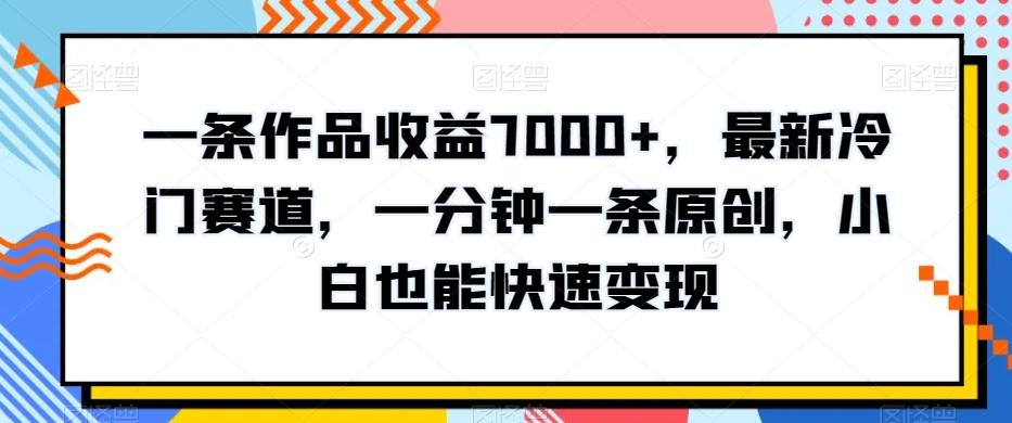 一条作品收益7000+，最新冷门赛道，一分钟一条原创，小白也能快速变现-179创客网