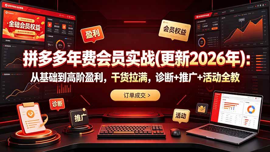 （19290期）拼多多年费会员实战(更新2026年)：从基础到高阶盈利，干货拉满，诊断+推广+活动全教-179创客网