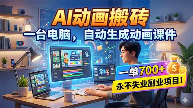 （18239期）AI动画搬砖，一台电脑，自动生成动画课件，一单800+ 永不失业副业项目！-179创客网