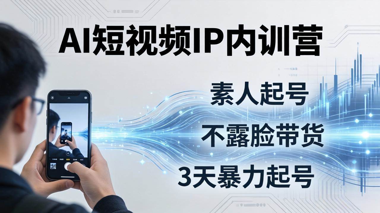 （19208期）2026AI短视频IP内训营-更新：从素人起号到不露脸带货，3天暴力起号全流程拆解-179创客网
