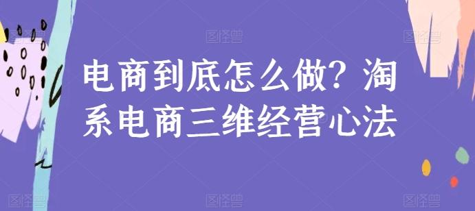 电商到底怎么做？淘系电商三维经营心法-179创客网