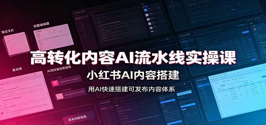 高转化内容AI流水线实操课：小红书AI内容搭建，Skill工具配置，转化内容生产-179创客网