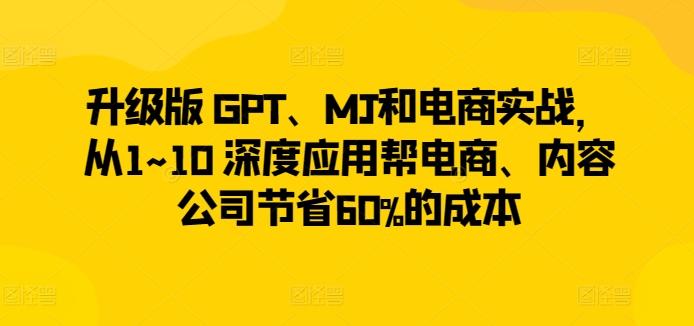 升级版 GPT、MJ和电商实战，从1~10 深度应用帮电商、内容公司节省60%的成本-179创客网