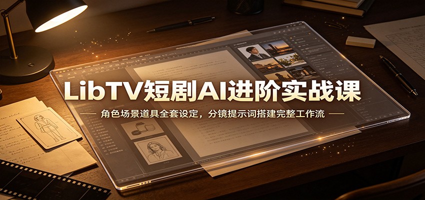 LibTV短剧AI进阶实战课：角色场景道具全套设定，分镜提示词搭建完整工作流-179创客网