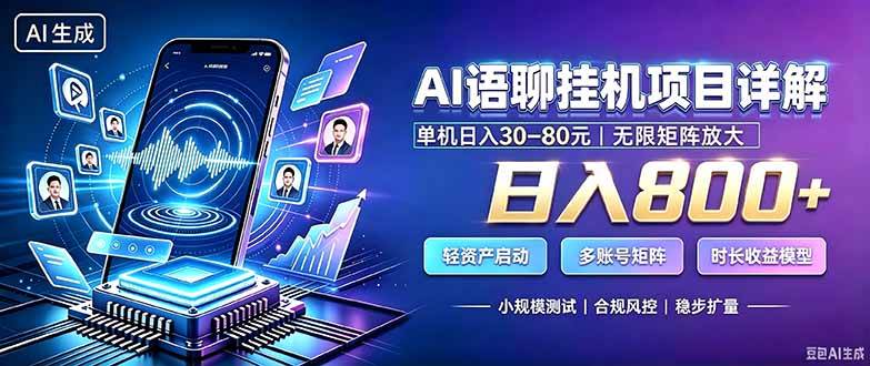 （20314期）AI语聊挂机，日入800+，适用个人副业，工作室矩阵操作-179创客网