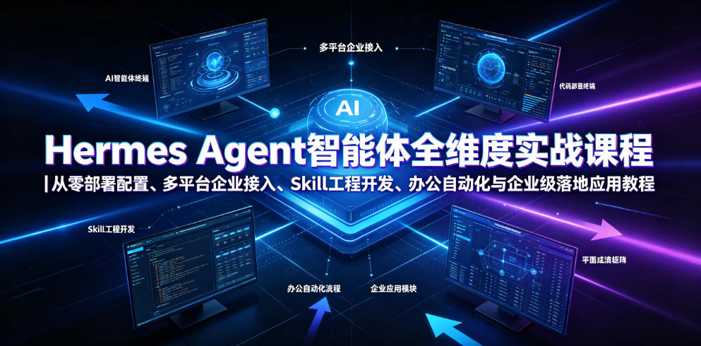 Hermes Agent智能体全维度实战课程｜从零部署配置、多平台企业接入、Skill工程开发、办公自动化与企业级落地应用教程-179创客网