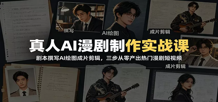真人AI漫剧制作实战课：剧本撰写AI绘图成片剪辑，三步从零产出热门漫剧短视频-179创客网