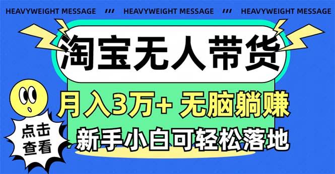淘宝无人带货3.0高收益玩法，月入3万+，无脑躺赚，新手小白可落地实操-179创客网