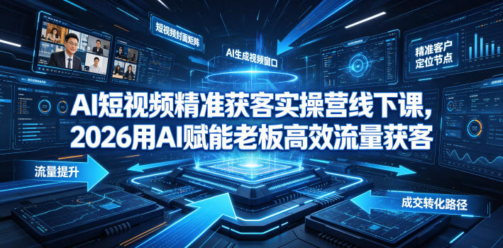 AI短视频精准获客实操营6月10-14号线下课，2026用AI赋能老板高效流量获客-179创客网