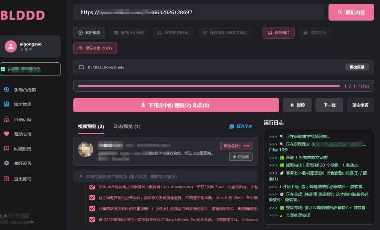 （19981期）BLDDD 哔哩哔哩下载工具，支持合集下载，字幕、声音下载