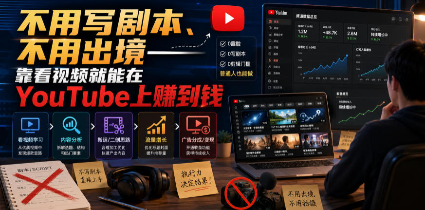不用写剧本、不用出境——靠看视频就能在YouTube上賺到钱【原创双语字幕】-179创客网