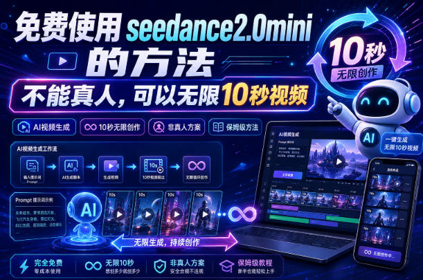 免费使用seedance2.0mini的方法，不能真人，可以无限10秒视频，9图+3音频参考-179创客网