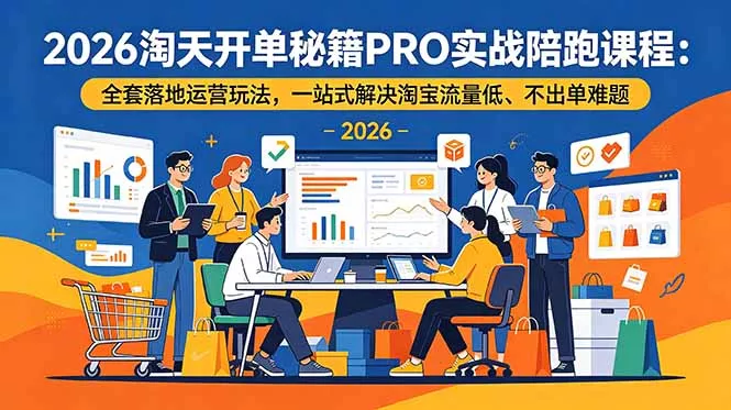 2026淘天开单秘籍PRO实战陪跑课程：全套落地运营玩法，一站式解决淘宝流量低、不出单难题-179创客网