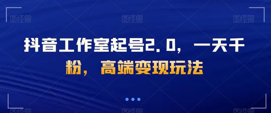抖音工作室起号2.0，一天千粉，高端变现玩法【揭秘】-179创客网