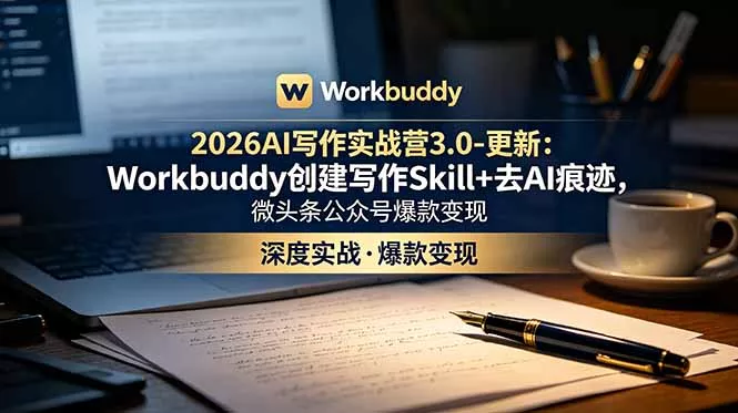 2026AI写作实战营3.0-更新：Workbuddy创建写作Skill+去AI痕迹，微头条公众号爆款变现-179创客网