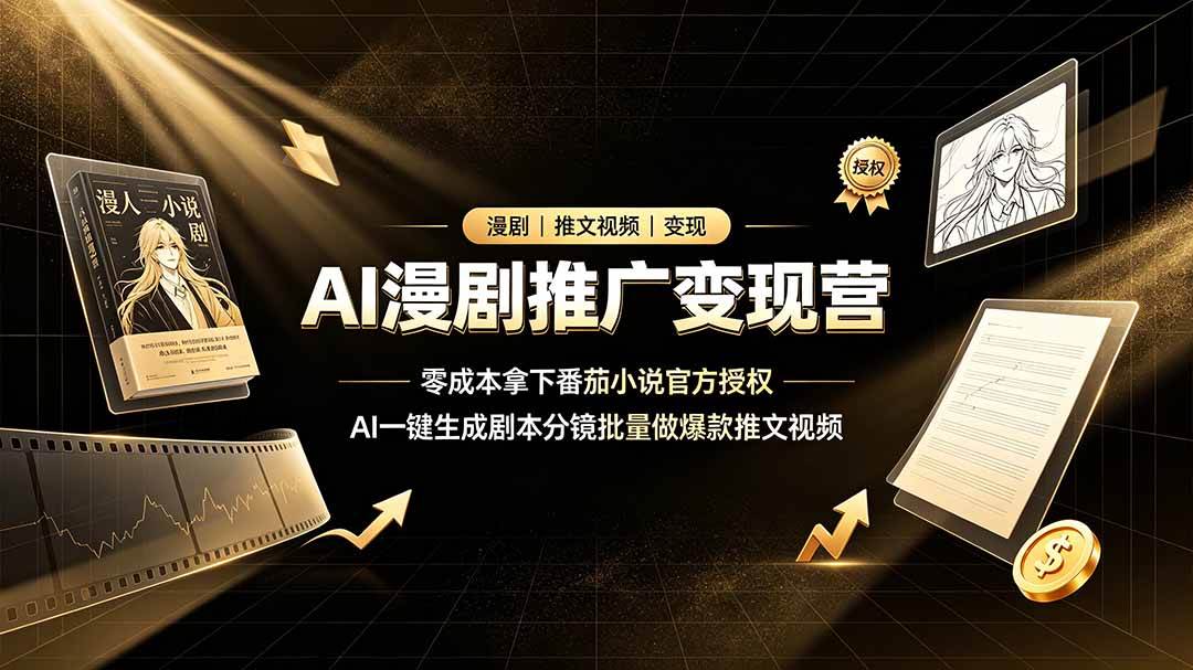 （19193期）AI漫剧推广变现营，零成本拿下番茄小说官方授权，AI一键生成剧本分镜批量做爆款推文视频-179创客网