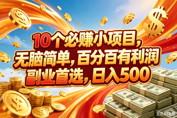 （18918期）10个必赚的小项目，百分百赚元子，无脑简单，副业首选，日入500+-179创客网