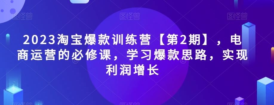2023淘宝爆款训练营【第2期】，电商运营的必修课，学习爆款思路，实现利润增长-179创客网