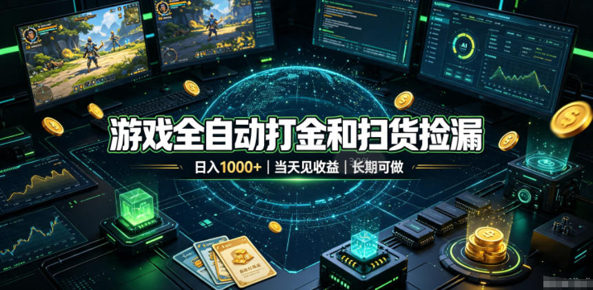 游戏全自动打金和扫货捡漏，日入1k+，当天见收益，长期可做！【揭秘】-179创客网
