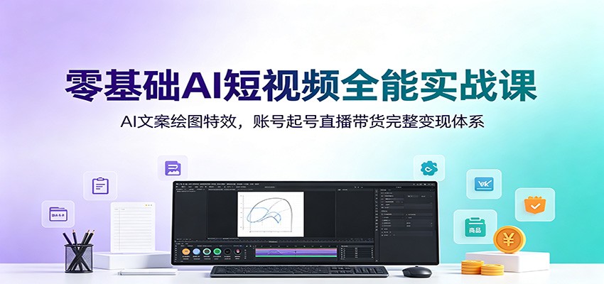 零基础AI短视频全能实战课：AI文案绘图特效，账号起号直播带货完整变现体系-179创客网