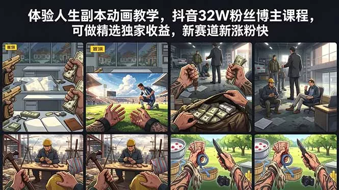 体验人生副本动画教学， 抖音32W粉丝博主课程，可做精选独家收益，新赛道新涨粉快-179创客网