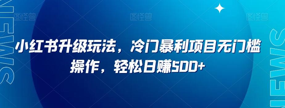 小红书升级玩法，冷门暴利项目无门槛操作，轻松日赚500+【揭秘】-179创客网