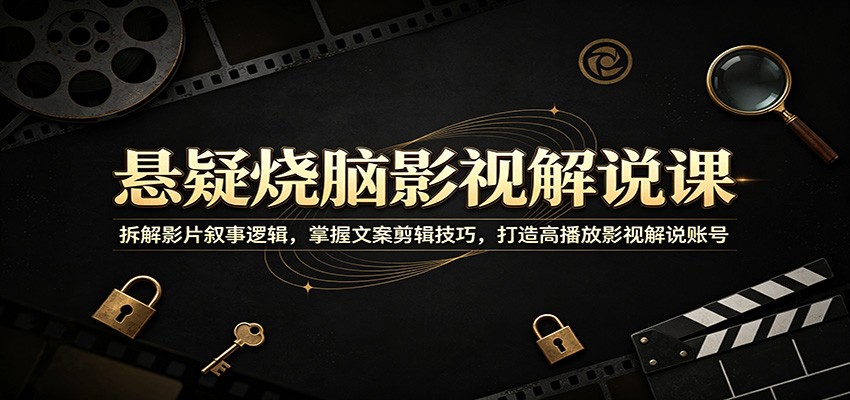 悬疑烧脑影视解说课：拆解影片叙事逻辑，掌握文案剪辑技巧，打造高播放影视解说账号-179创客网