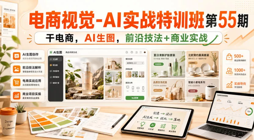 电商视觉-AI实战特训班第55期，干电商，AI生图，前沿技法+商业实战-179创客网