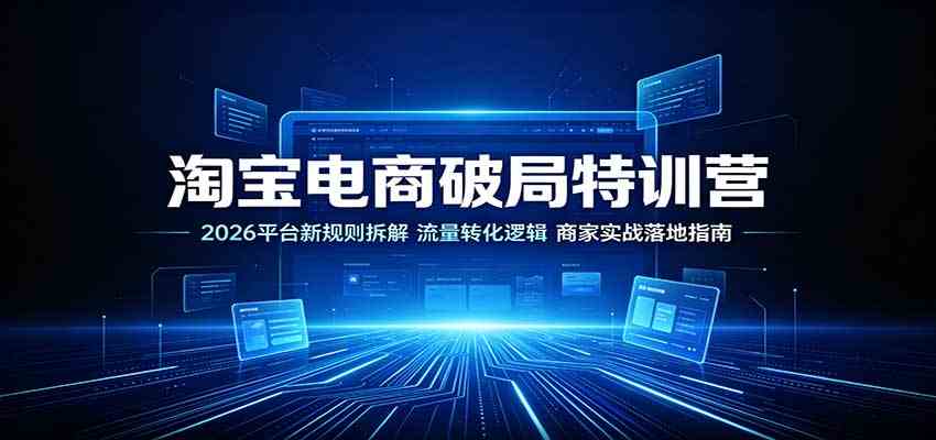 淘宝电商破局特训营：2026平台新规则拆解，流量转化逻辑，商家实战落地指南-179创客网