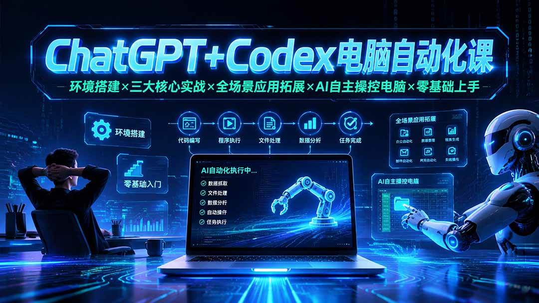 （19583期）ChatGPT+Codex电脑自动化课：环境搭建×三大核心实战×全场景应用拓展×AI自主操控电脑×零基础上手-179创客网