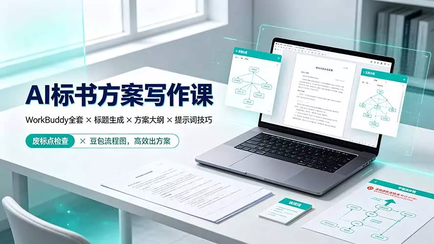 AI标书方案写作课：WorkBuddy全套×标题生成×方案大纲×提示词技巧×废标点检查×豆包流程图，高效出方案-179创客网